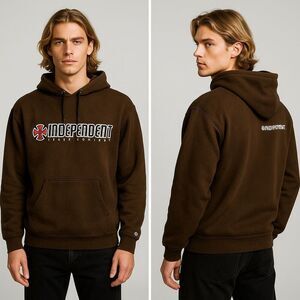 Y2K Independent Truck Co Brown Embroidered Hoodie M/L Skater Grunge